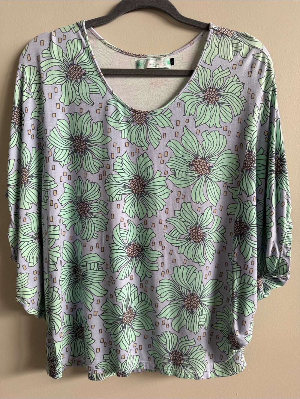 Fighting Eel x Jana Lam Collab Ltd Edition Top - Mint Green Lavender Size L